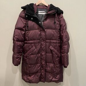 Coach Bordeaux Purple Long Puffer Coat - Size: Medium